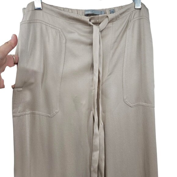 Vince Stucco Patch Pocket Drawstring Satin Pants Beige Women’s Size M Minimalist - Picture 5 of 16